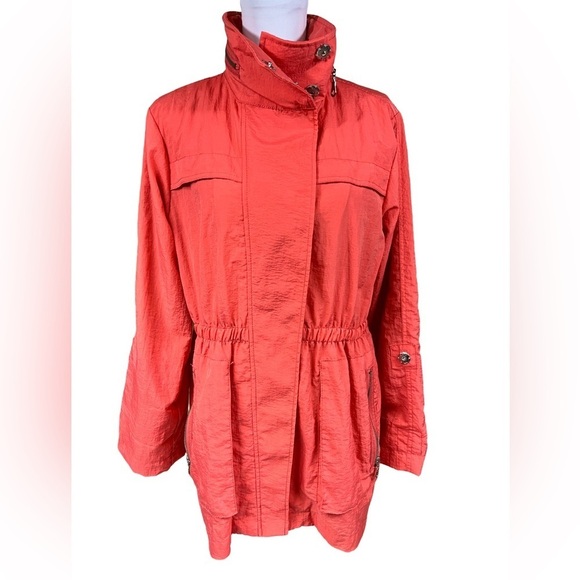 G.E.T Anorak Versatile Hi-Lo Hem Deep Pocket Lightweight Hidden Hood Jacket Med - Picture 2 of 14